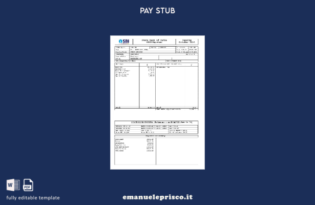 modello di busta paga della State Bank of India in stile verificato